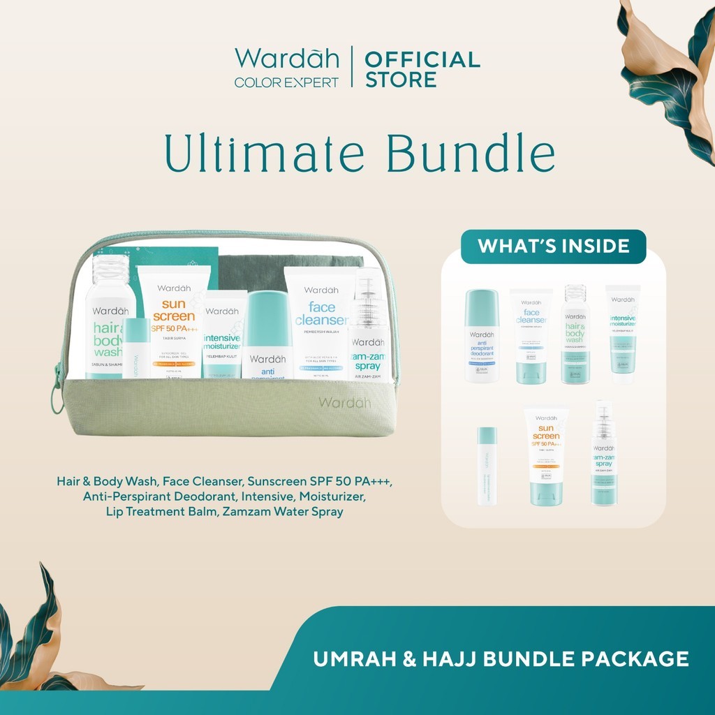 WARDAH Umrah & Hajj Package - Paket Haji dan Umroh - Facial Wash, Moisturizer Pelembab Wajah, Sunscr