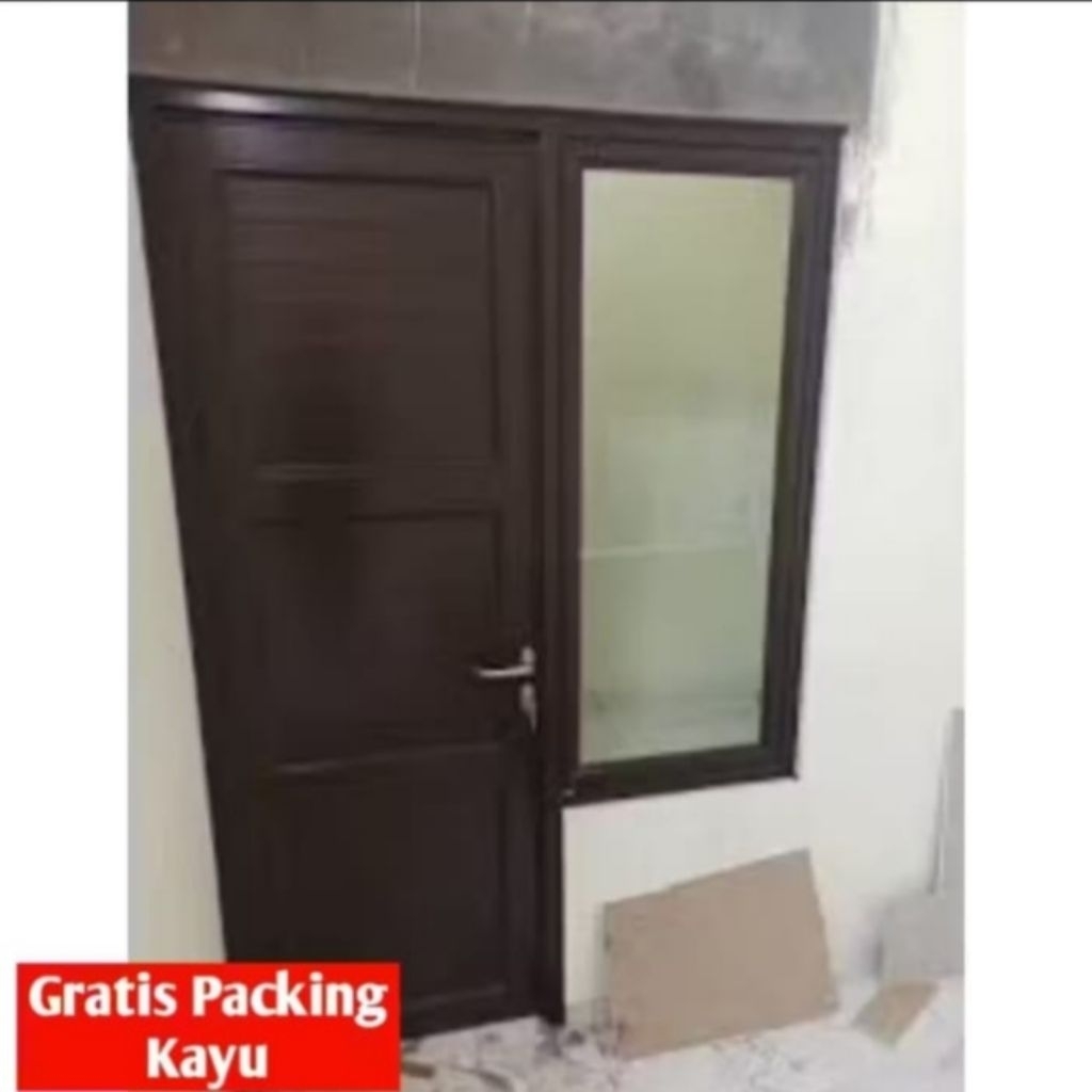 1 SET PINTU UTAMA SPANDREL ALUMUNIUM+KUSEN JENDELA GANDENG BISA COSTUM UKURAN