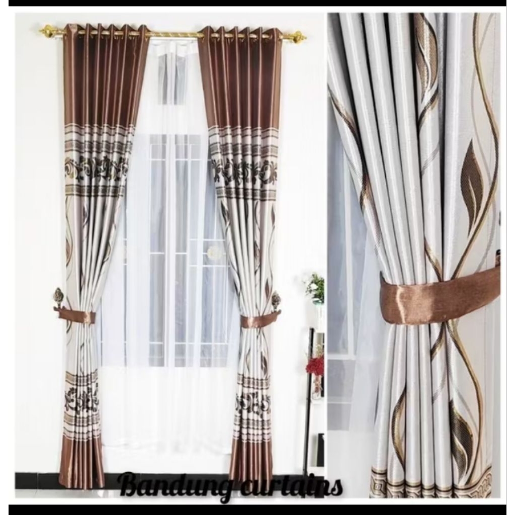 Gorden Motif Bunga Mawar Shabby Chic Blackout Jendela Pintu.