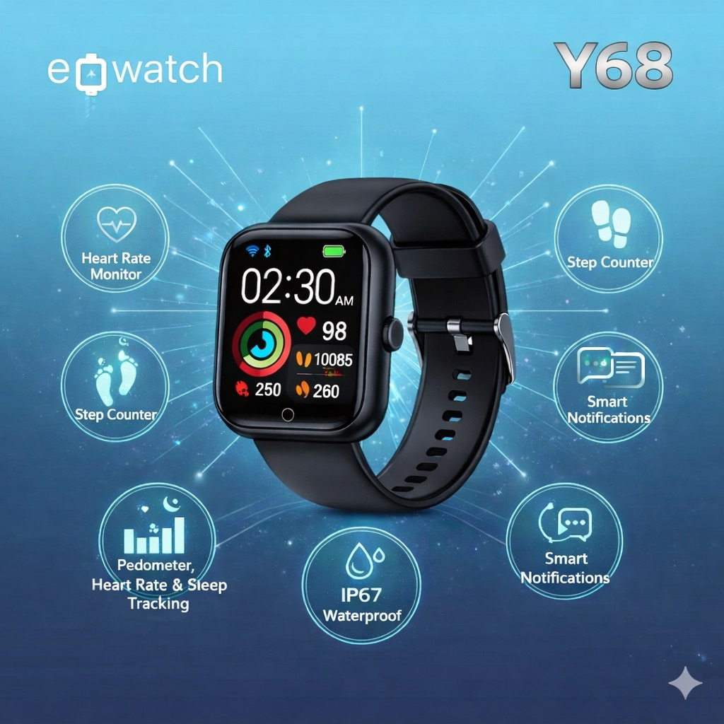 (BISA COD) Smartwatch Y68 Jam Tangan Pintar Original