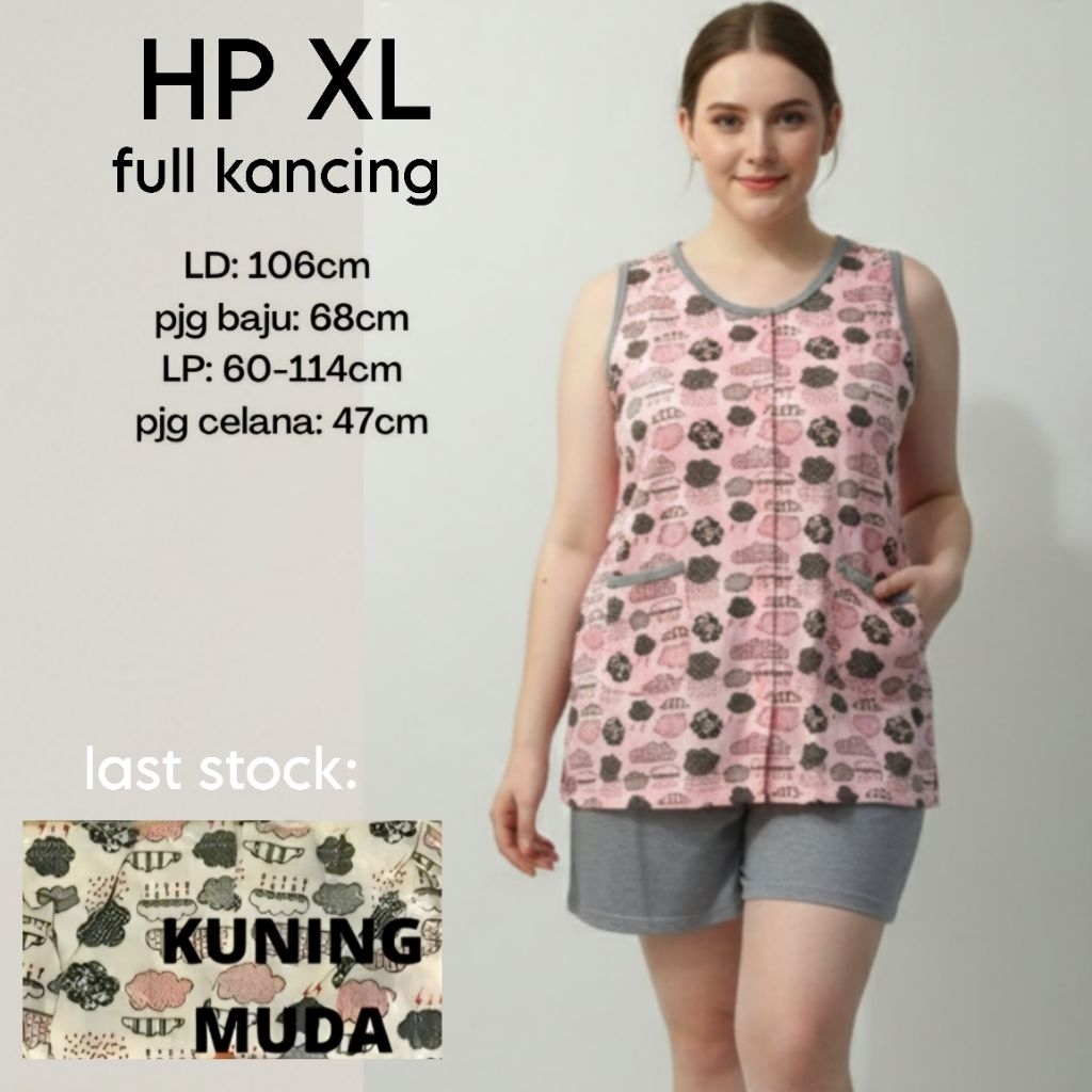 BAJU TIDUR BERIS HP XL baju tidur yukensi bahan kaos (rainy day full kancing)