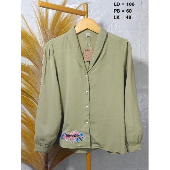 BLUS HIJAU SAGE LENGAN BALON