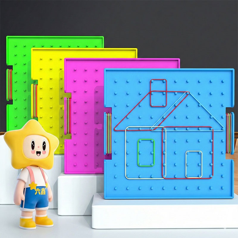 Papan Paku Geoboard 16cm Dua Sisi (Depan-Belakang) | Mainan Edukasi Geometri Anak Kelas 1 | Bonus Ka