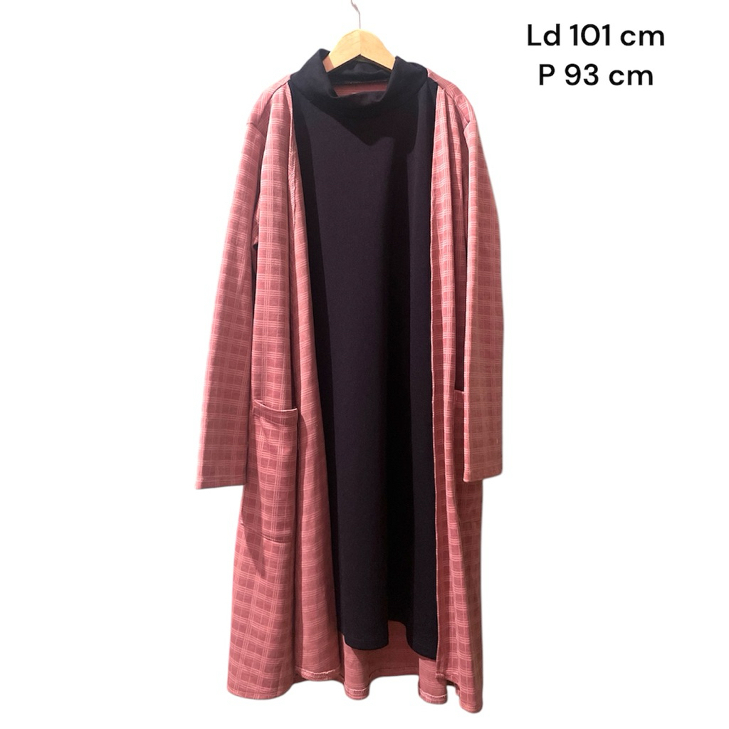 Preloved Long Cardigan+Inner Scuba Tunik/Mididress