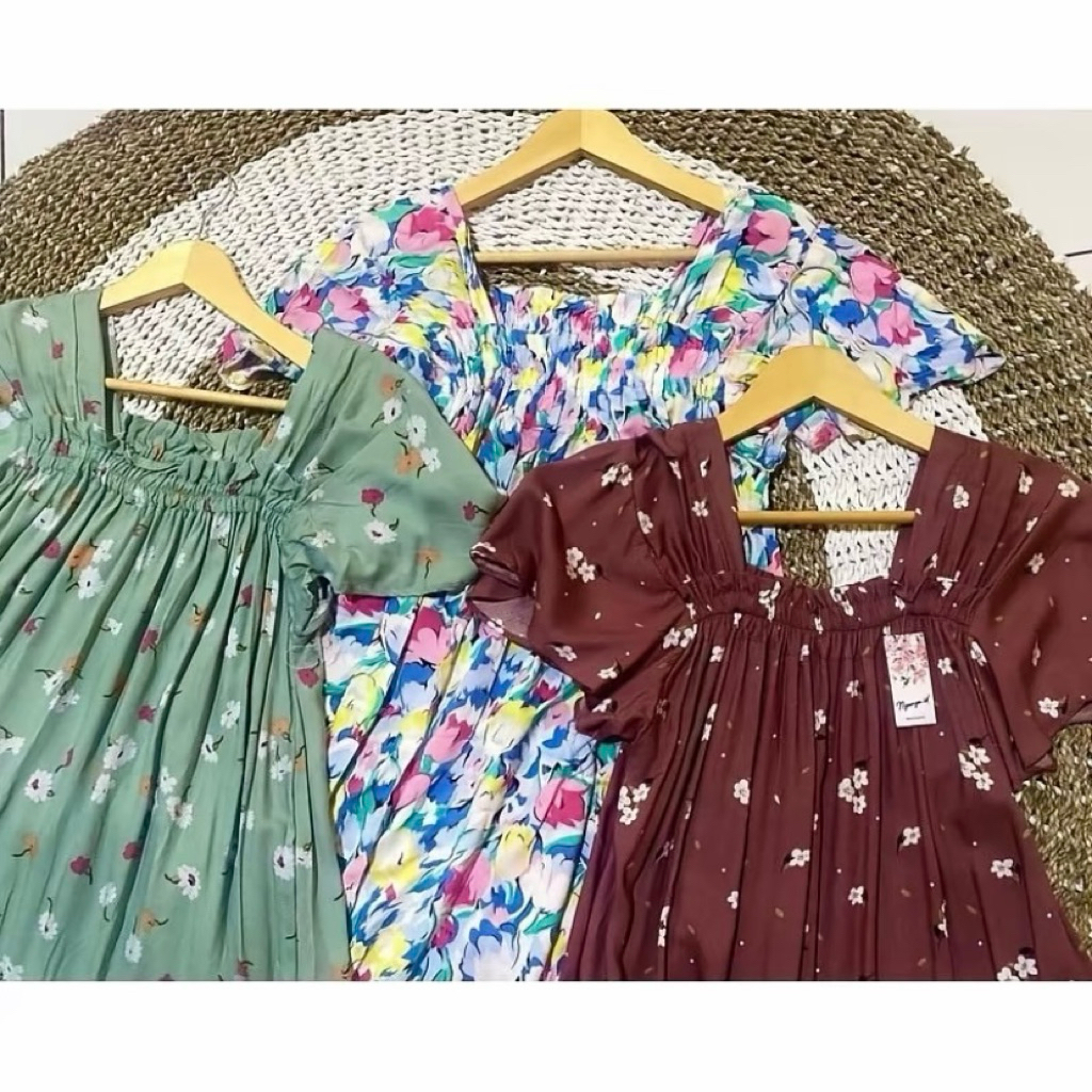 Dress Fuji Jumbo Daster Rayon Adem Kerut Dada LD 120