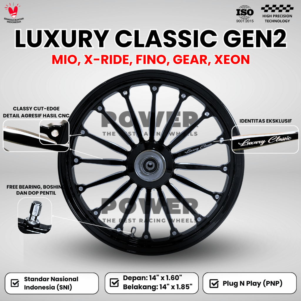VELG LUXURY CLASSIC GEN 2 RING 14 | VELG MIO FINO XRIDE GEAR XEON | VELG RACING MERK POWER