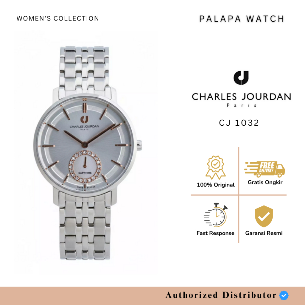 Jam Tangan Wanita Charles Jourdan CJ 1032 / cj1032 / 1032 Silver White List Rg Original