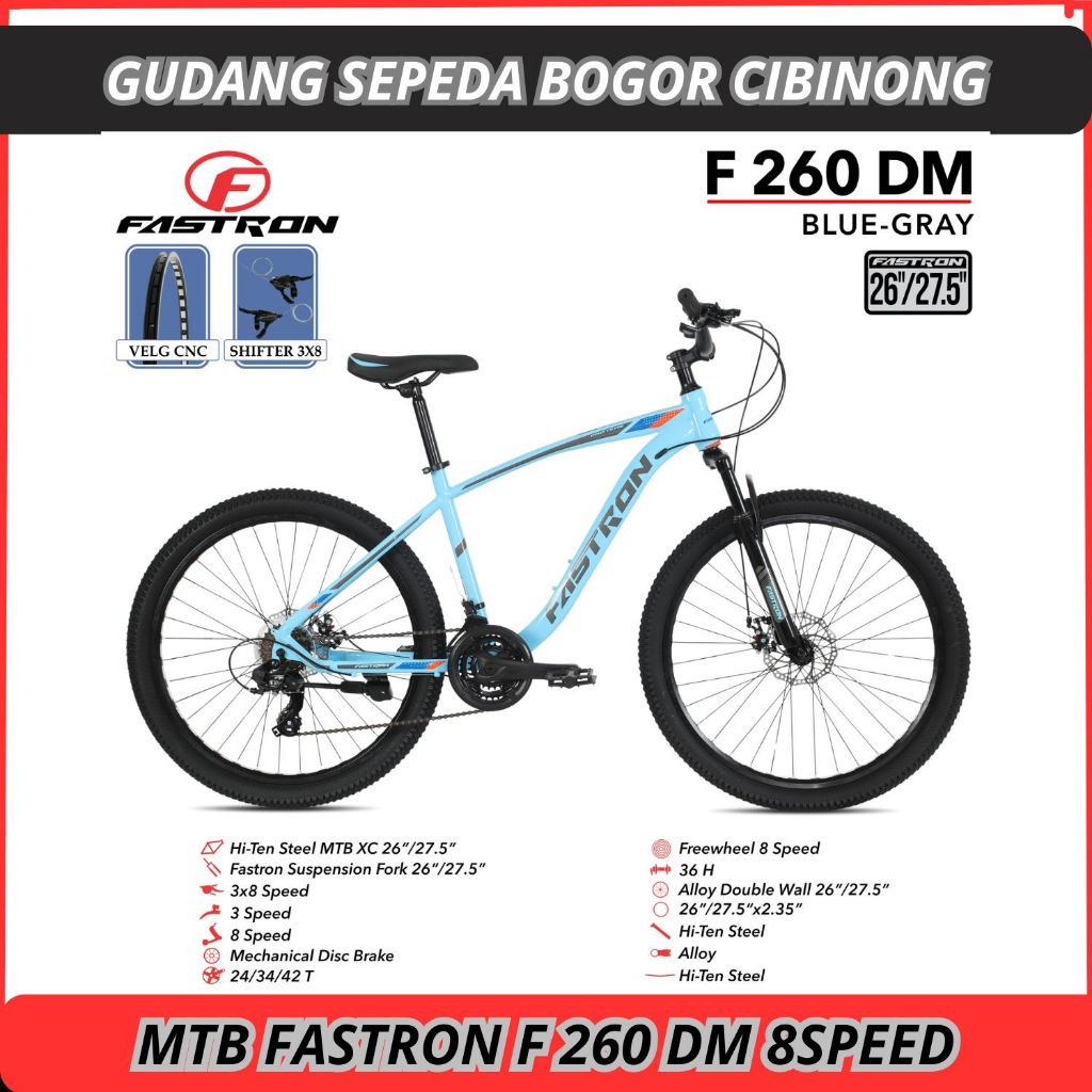 Sepeda Gunung MTB 26 27,5 FASTRON F 260DM 3 x 8 Speed Disc Brake