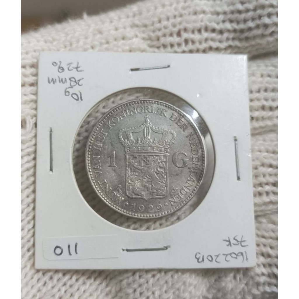 Koin Perak / Silver 72% - 1 Gulden - Wilhelmina - Netherlands East Indies -1929