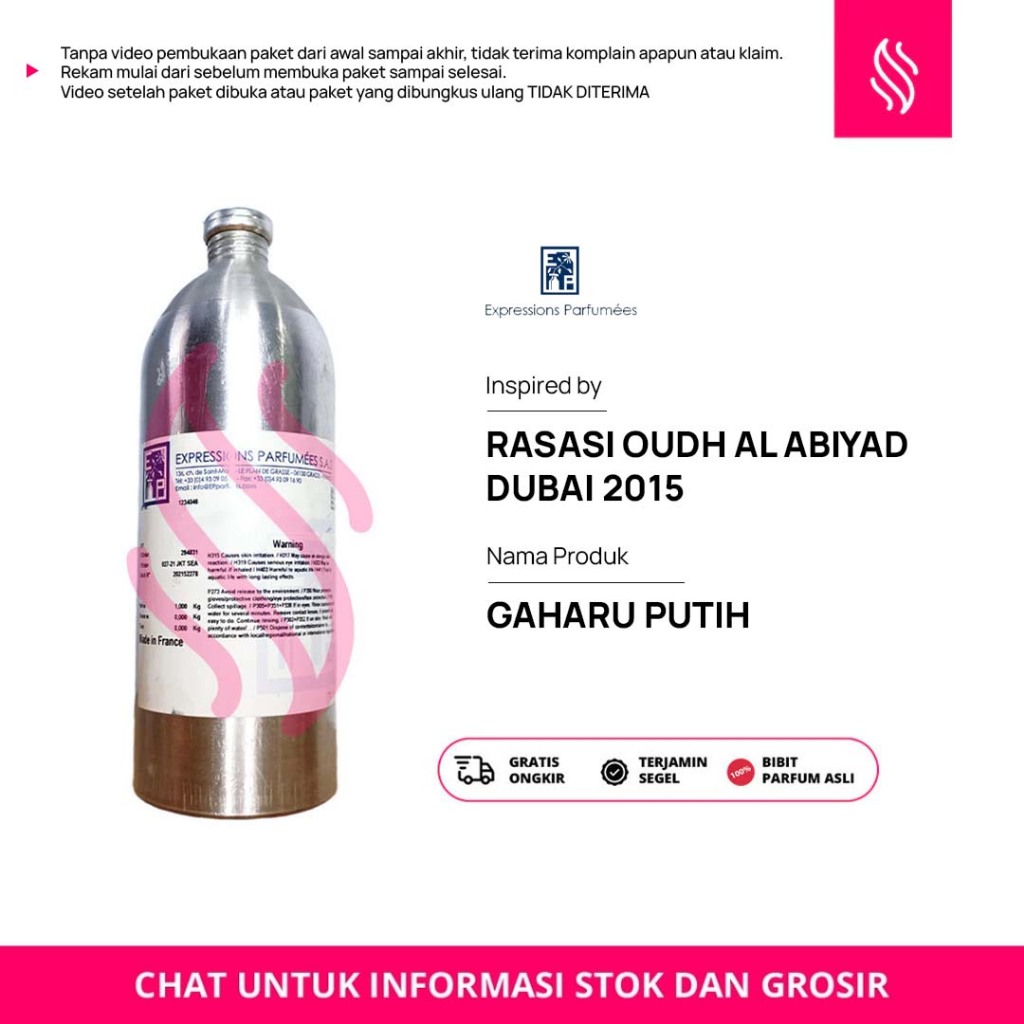 JUAL BIBIT PARFUM ASLI - GAHARU PUTIH - EXPRESSIONS - REPACK - SUMBARA PARFUM