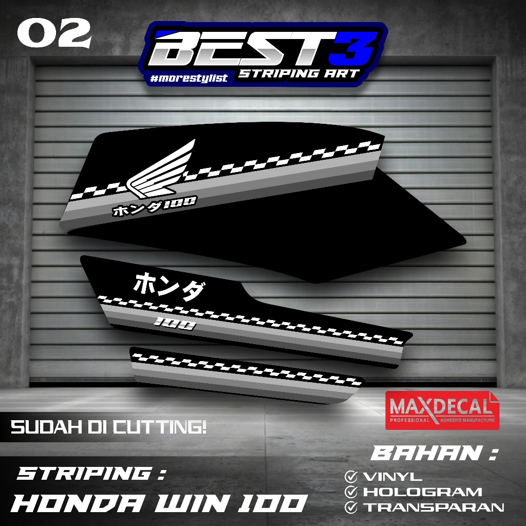 STICKER STRIPING VARIASI HONDA WIN 100 MOTIF JEPANG JDM KALCER TERBARU HIGH QUALITY