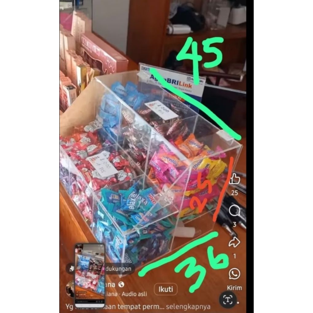 tempat toping seblak akrilik/kotak permen/tempat aneka snack