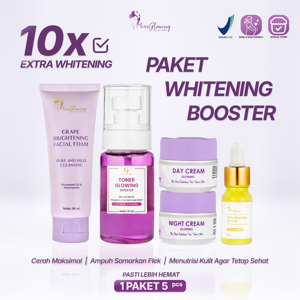 MISSGLOWING Paket Whitening Booster/ Paket Pemutih Wajah Penghilang Flek Hitam