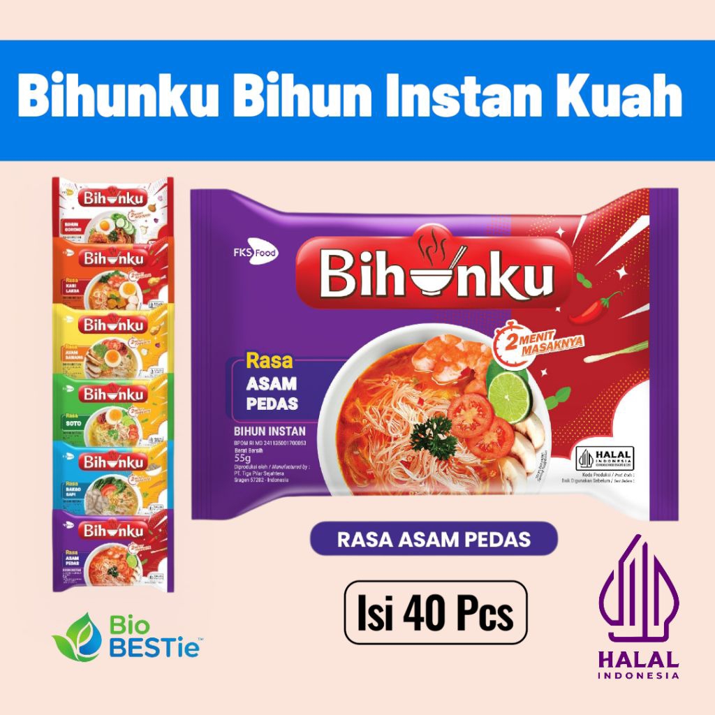 Bihunku Bihun Instan Asam Pedas 1 Dus Isi 40 pcs