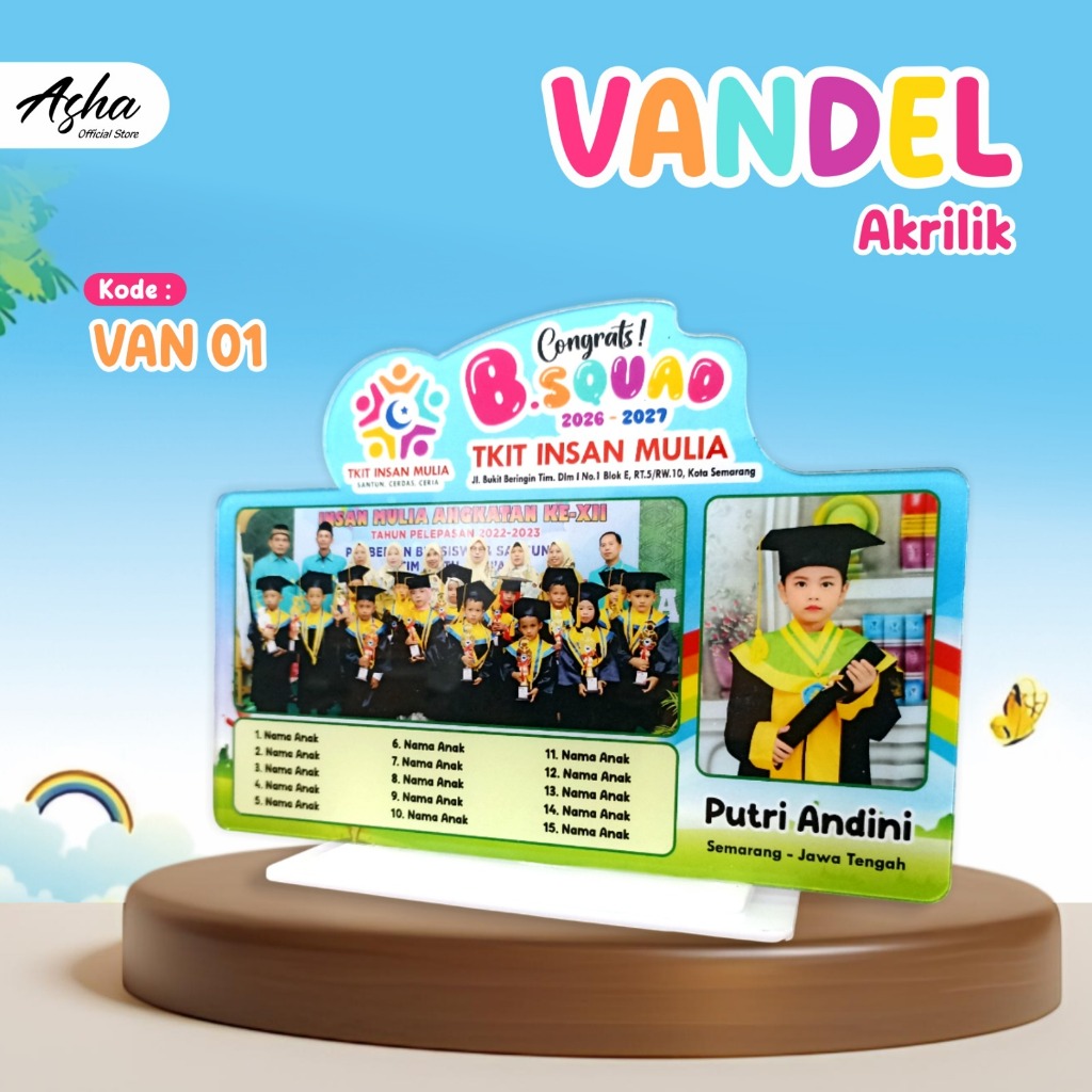 Plakat Vandel Akrilik Custom Foto Wisuda Cetak Stiker Hasil Cetak Rapi Jernih
