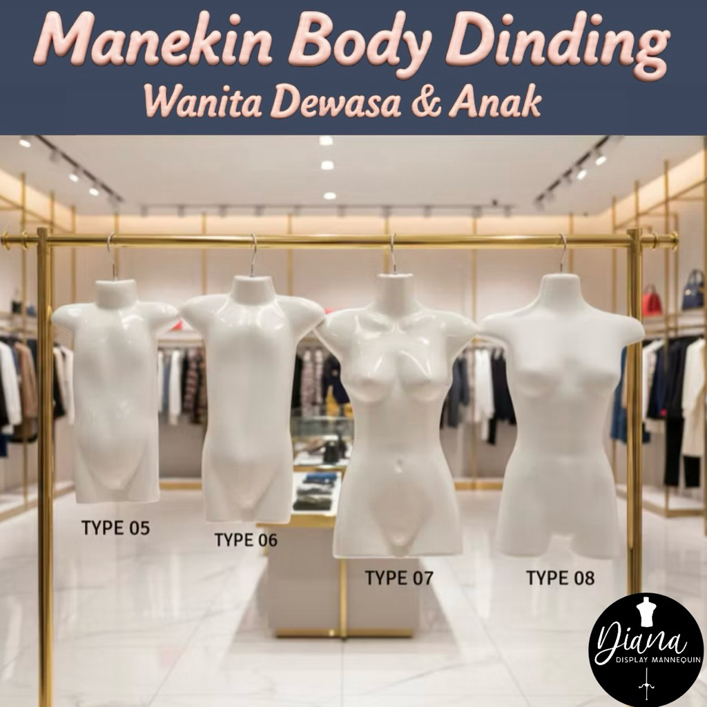 MANEKIN HANGER BODY DINDING - PATUNG BAJU MANEKIN ANAK - WANITA DEWASA GANTUNG DINDING TIPE 05 06 07
