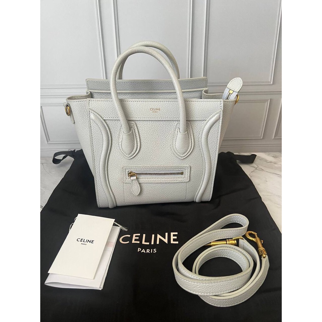 (PRELOVED) Celine Nano Luggage Icy Blue Grained GHW