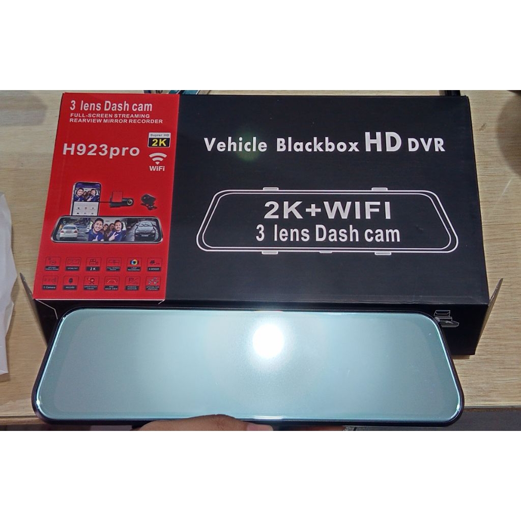 Car DVR / Dashcam Mobil 3 Camera Mirror Dash Camera HD 2K  Wifi, Front Rear & Cabin