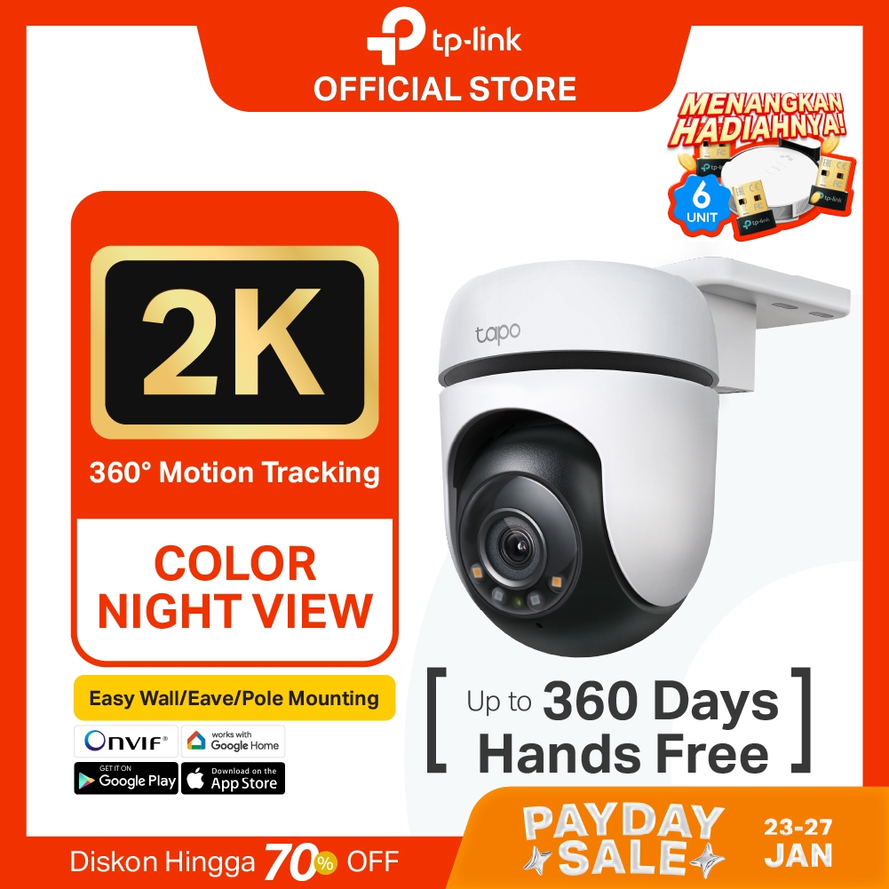 TP-Link Tapo C510W | 2K Kamera CCTV Outdoor | PTZ IP WiFi Camera | 3MP | IP65 Waterproof | Video SD