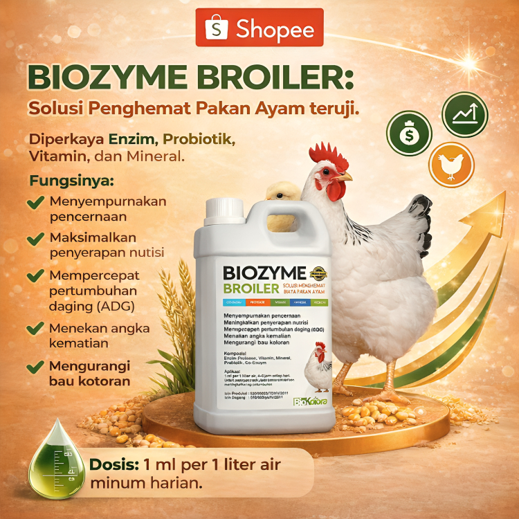 Biozyme Broiler Obat Vitamin Penggemuk Gemuk Ternak Ayam Boiler Broiler Pedaging