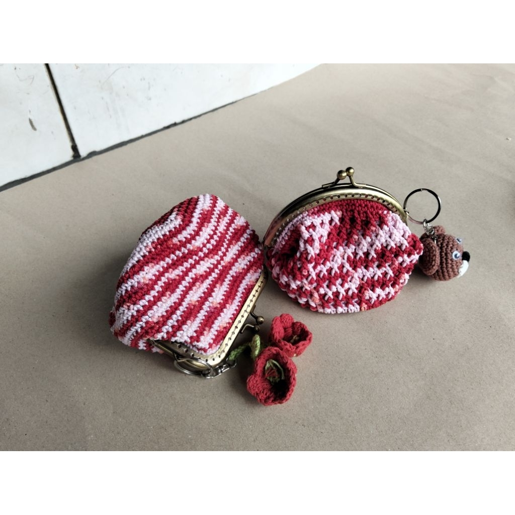 Dompet behel rajut wanita/dompet klokklik rajut