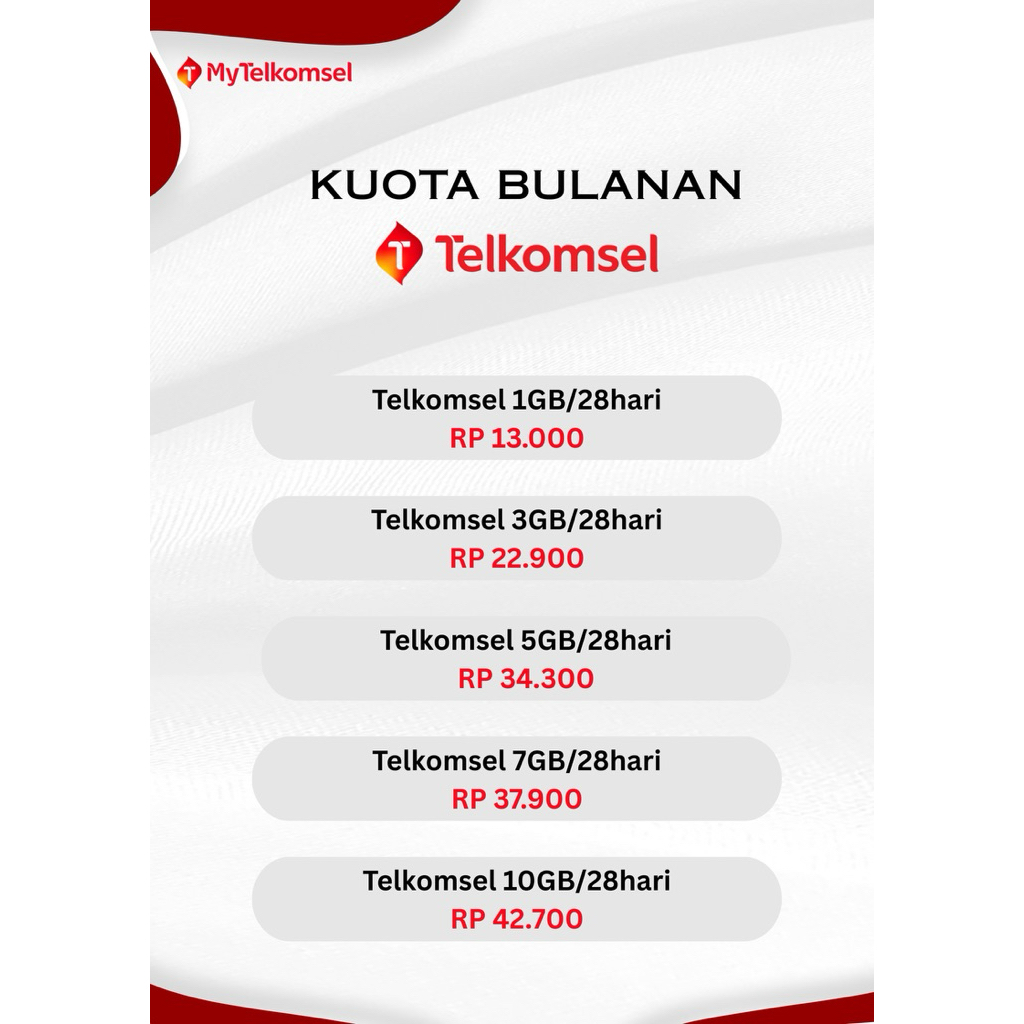 Paket Data Kuota Telkomsel Nasional Bulanan