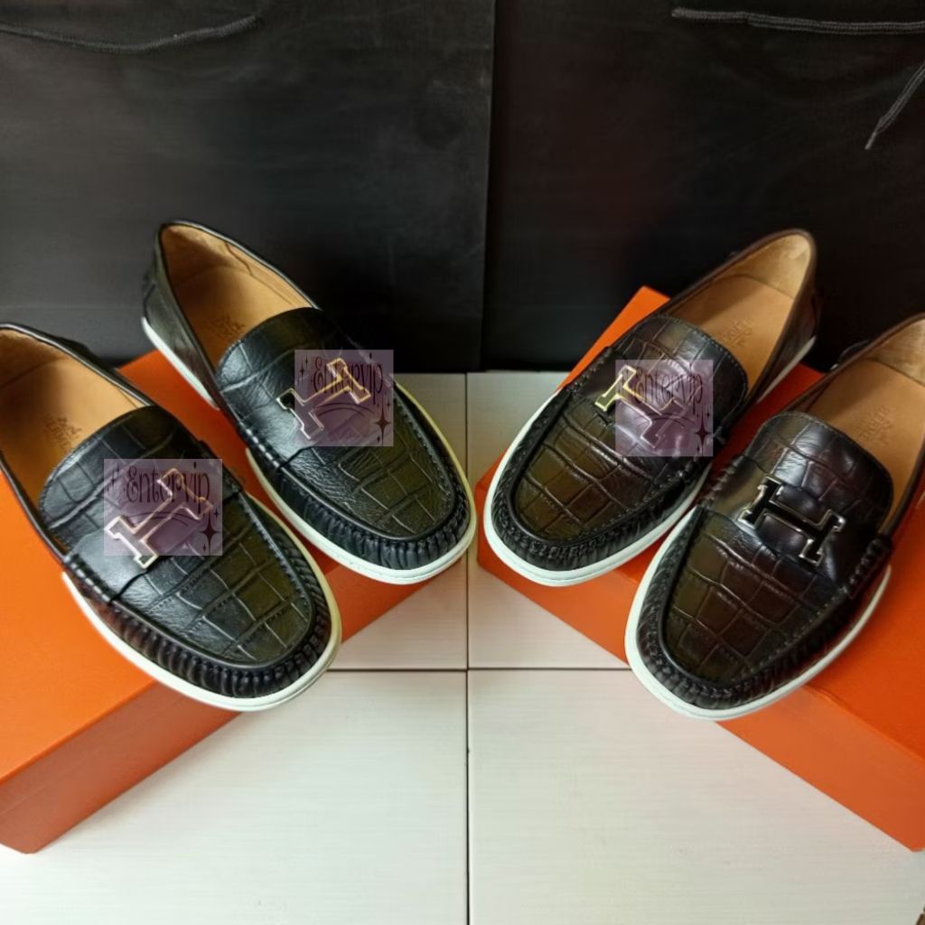 180-2 sepatu loafer pria slip on loafers kulit import terbaru