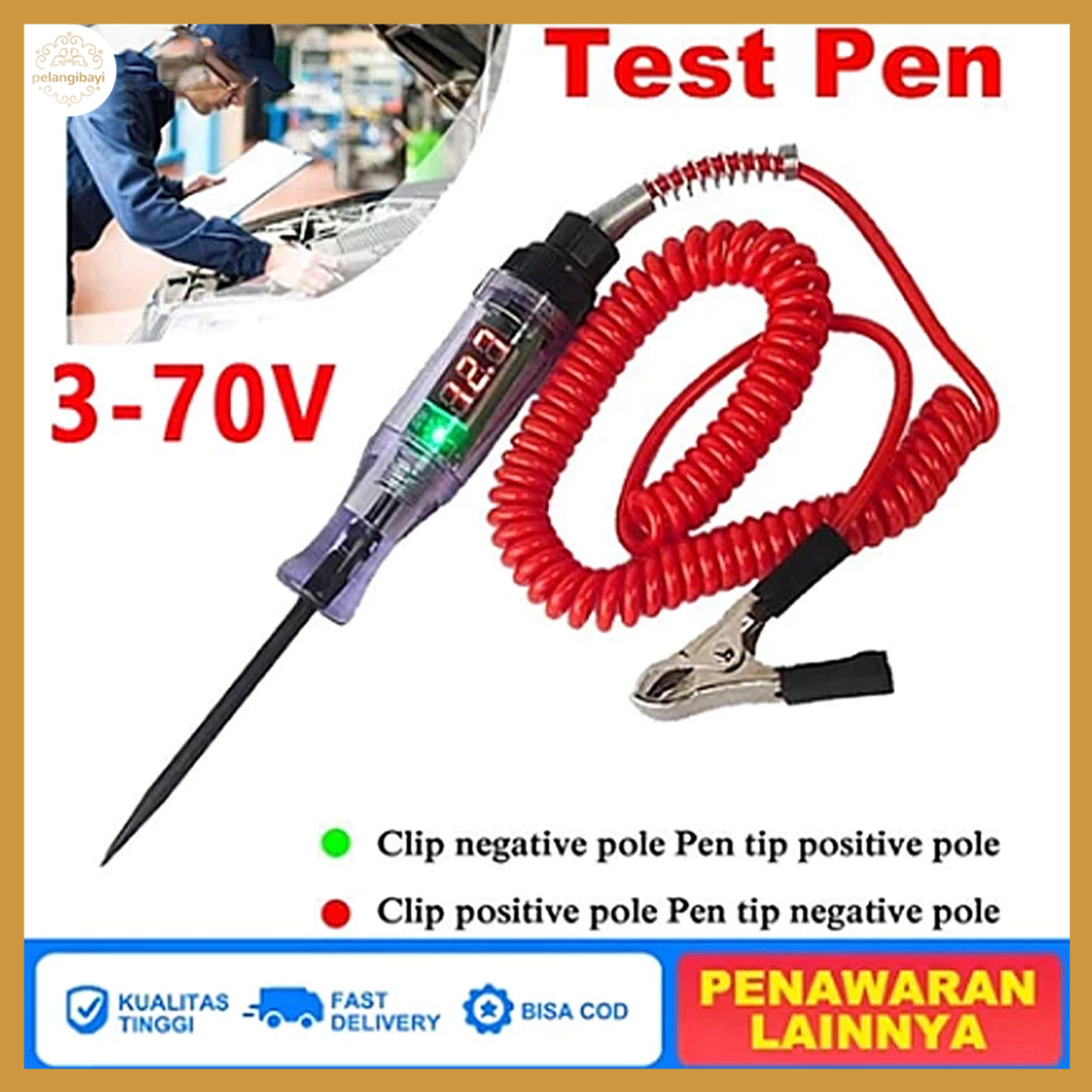 Digital Tespen Listrik 5V-120V Tespen Digital Dc Tester Tespen Kelistrikan Listrik Mobil Motor Auto 