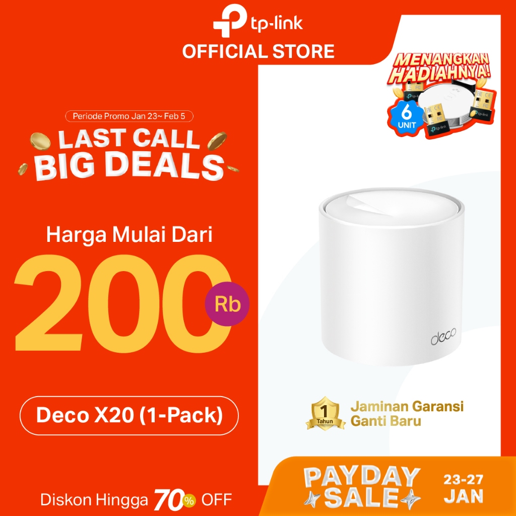 TP-Link Deco X20 | AX1800 Mesh WiFi 6 System | Dual Band | Gigabit | AI-Driven | Seamless Roaming