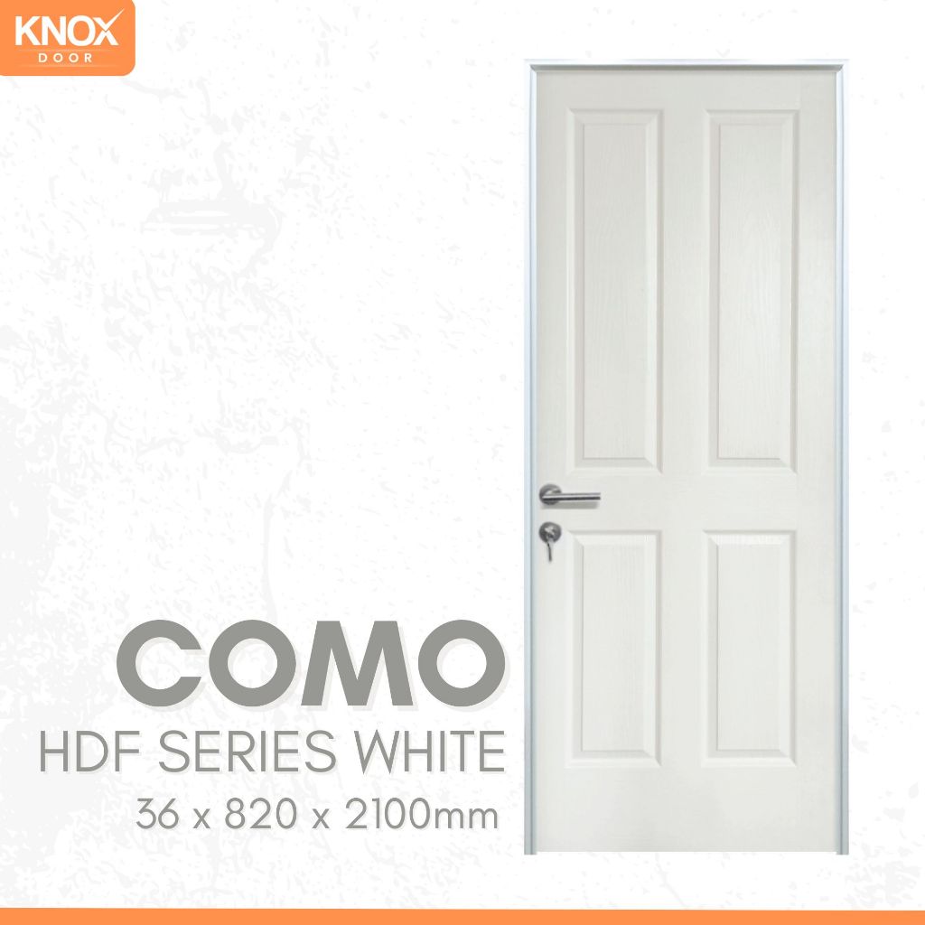 KNOX DOOR - Pintu Interior HDF Series White Como l 36x820x2100mm l Only Pintu l Fullset l Kusen Alum