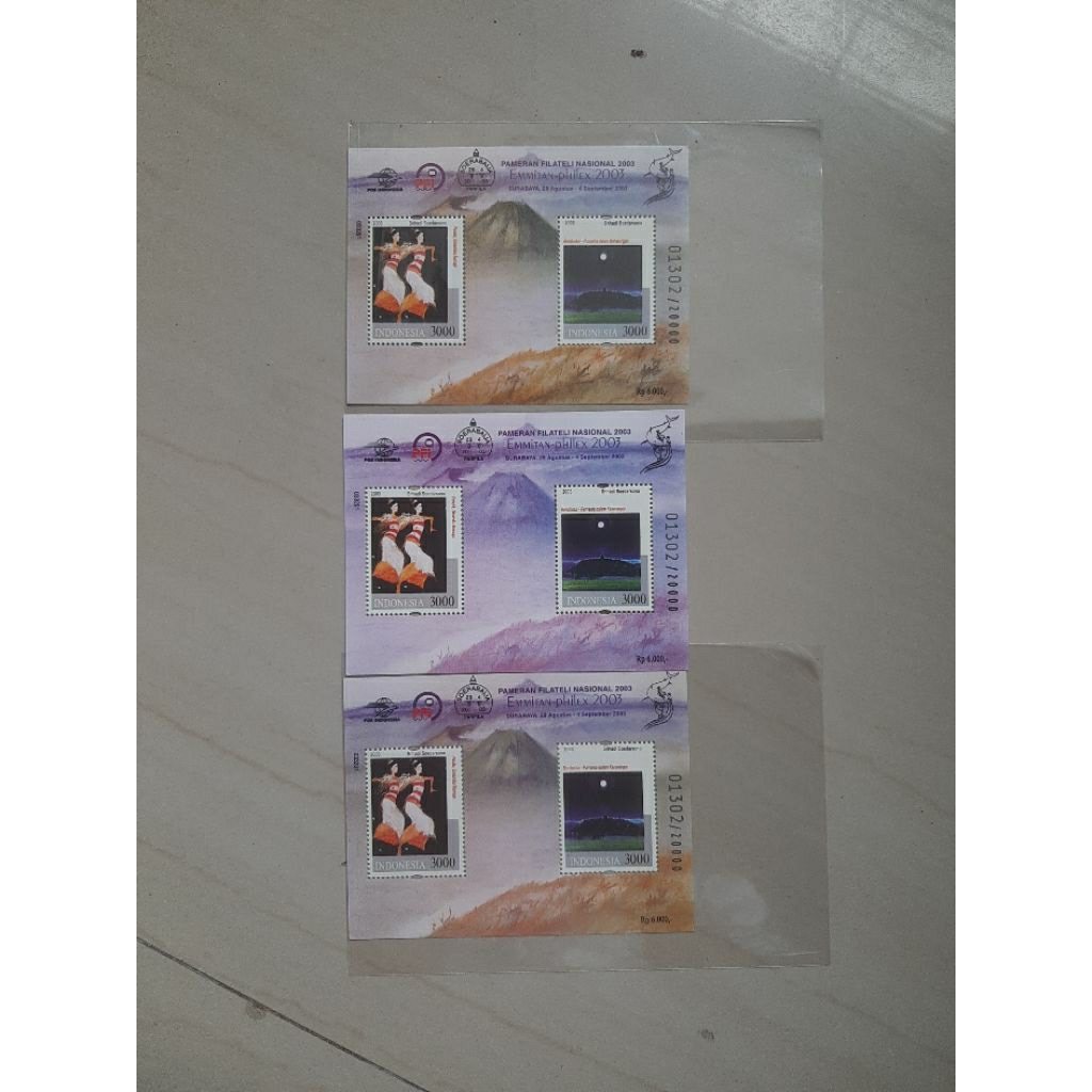 Perangko Pameran Filateli Surabaya 2003 3 sheet 6 prangko no seri sama