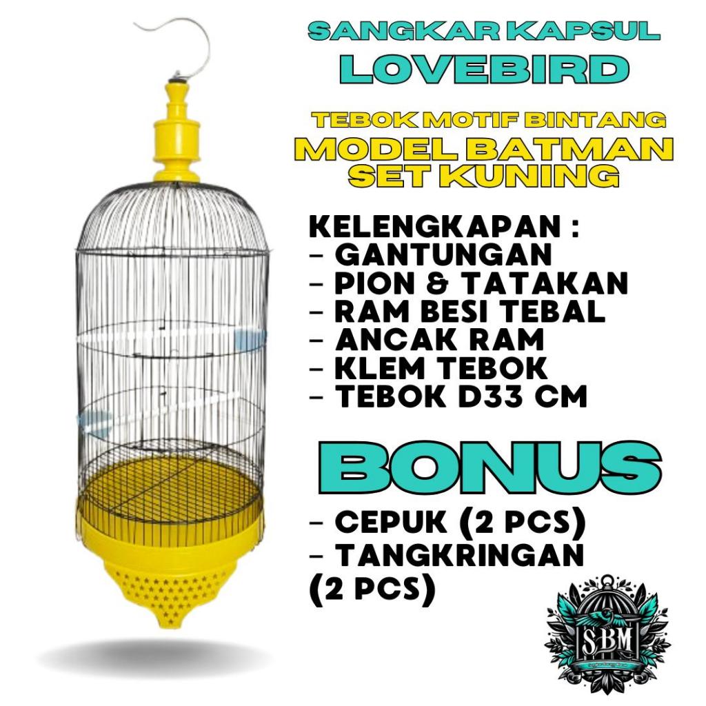 SANGKAR BURUNG LOVEBIRD MOTIF BINTANG MODEL BATMAN
