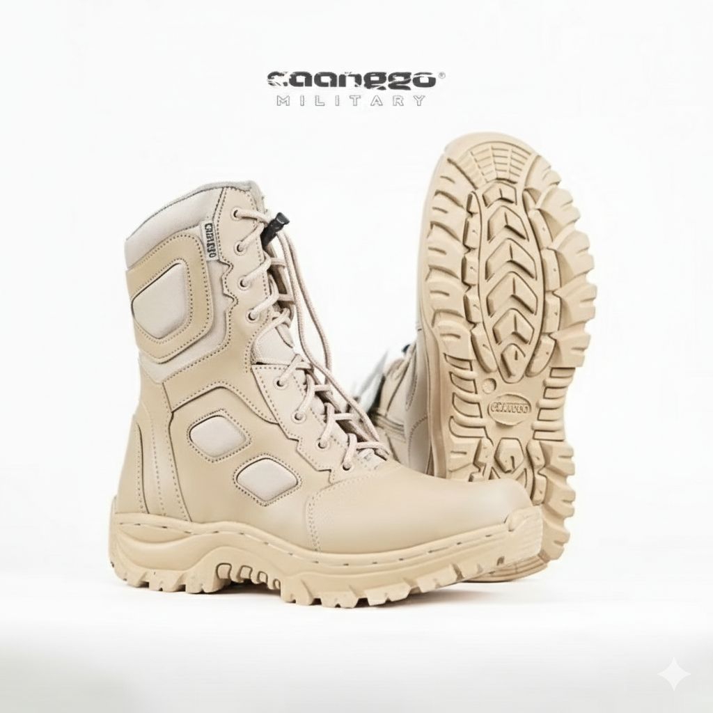 sepatu pdl tactical safety boots ujung plat besi sudah di jahit sepatu pdl pol pp cream terbaru