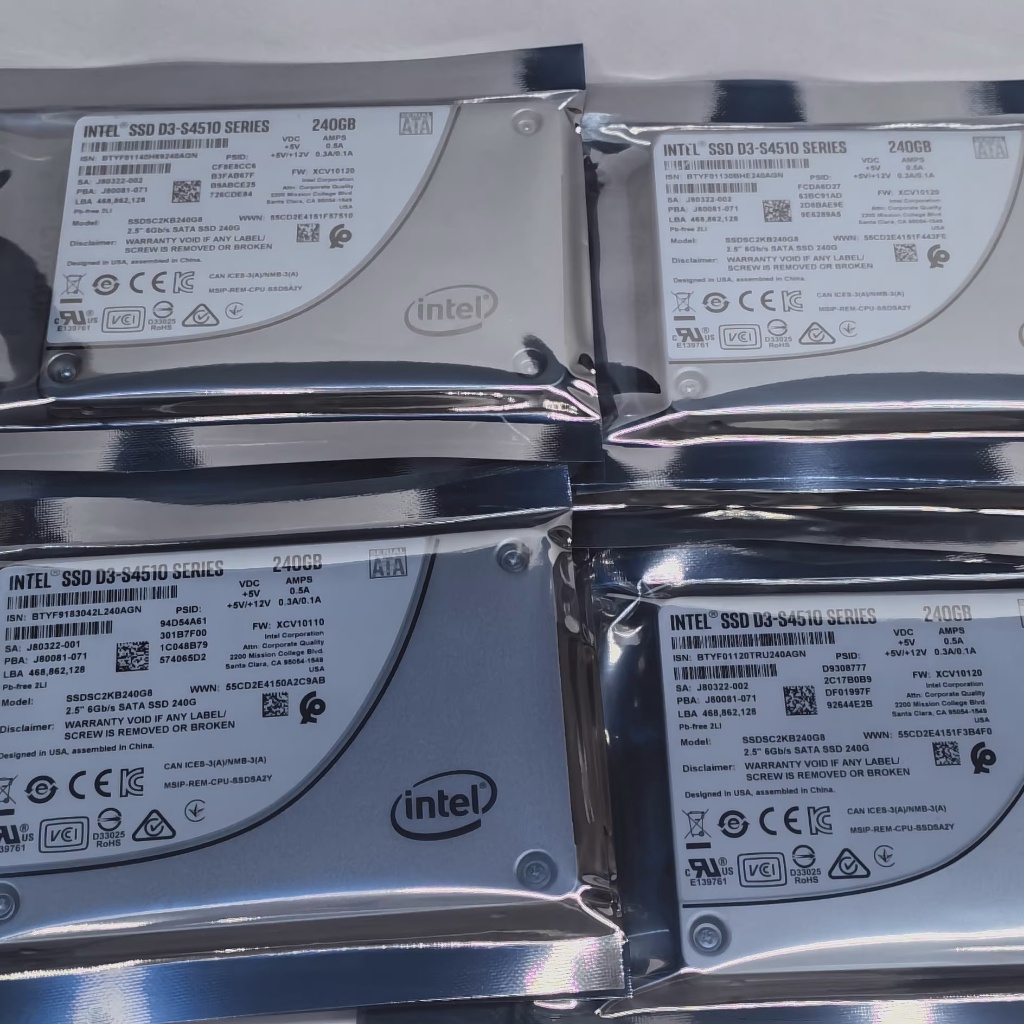Intel 2.5" SSD D3 S4510 series 240GB 6G SATA Drive Enterprise SSD Kelas Perusahaan 90% health+