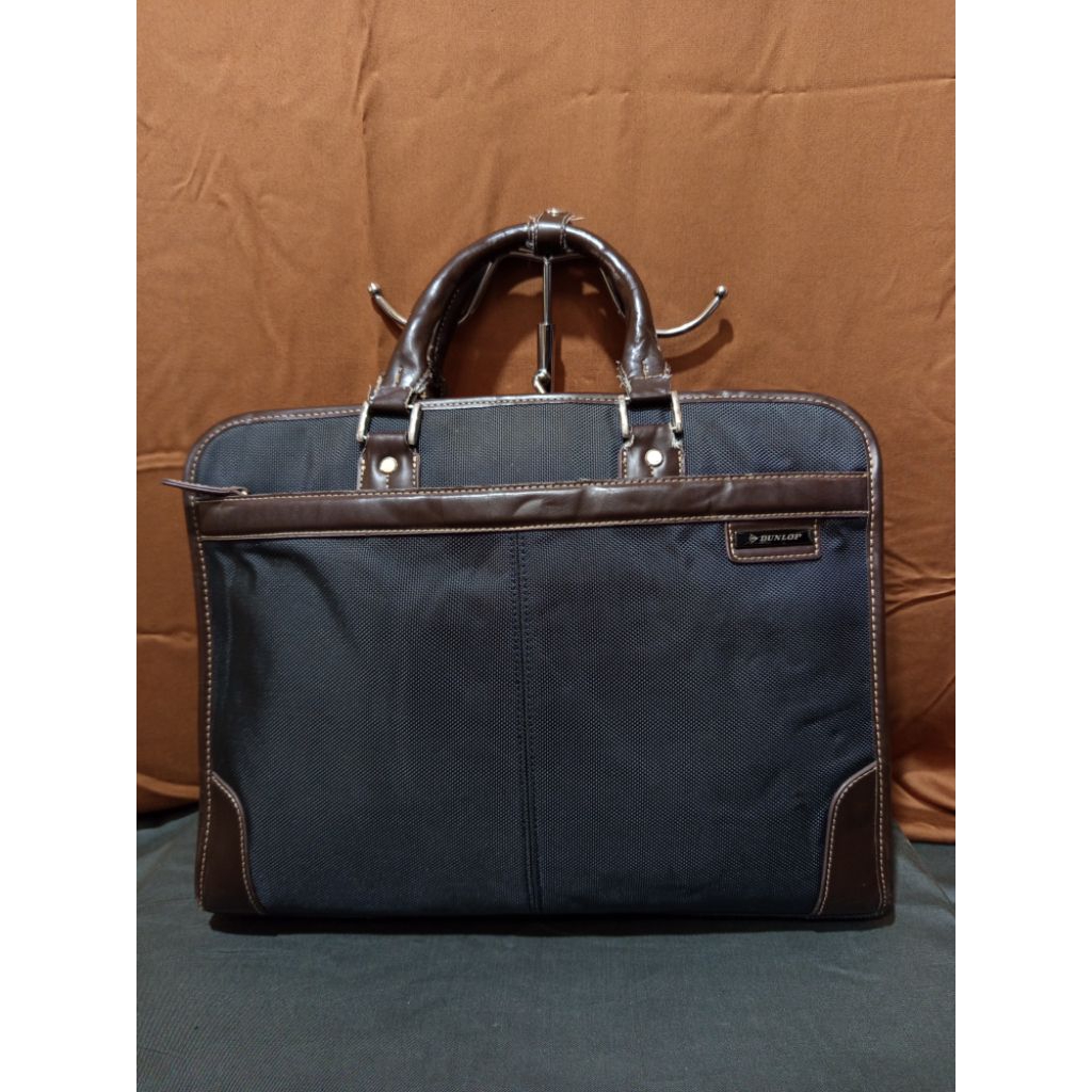 Tas Kerja Tas Laptop Dunlop Kulit Asli mix Kanvas second ori