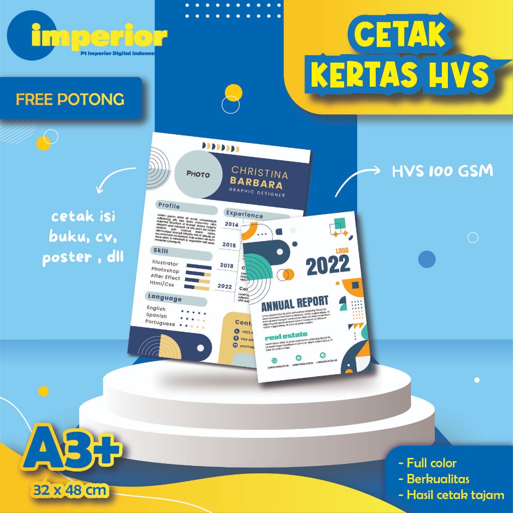 CETAK KERTAS HVS A3+ | HVS 100 gsm