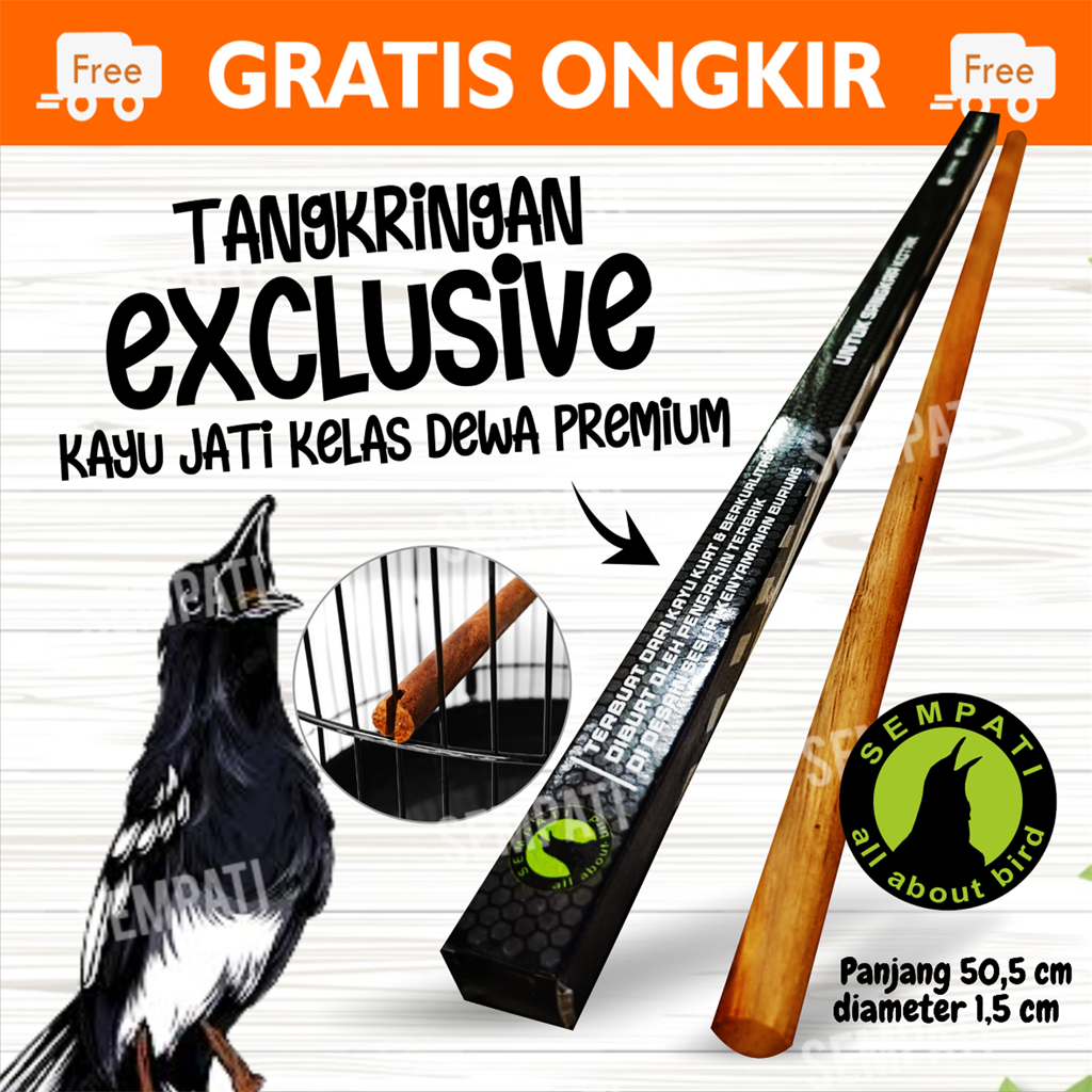SEMPATI Tangkringan Kayu Dewa D 15 Sangkar Kotak Kandang Burung Kacer Kenari Cucak Tipe Bulat