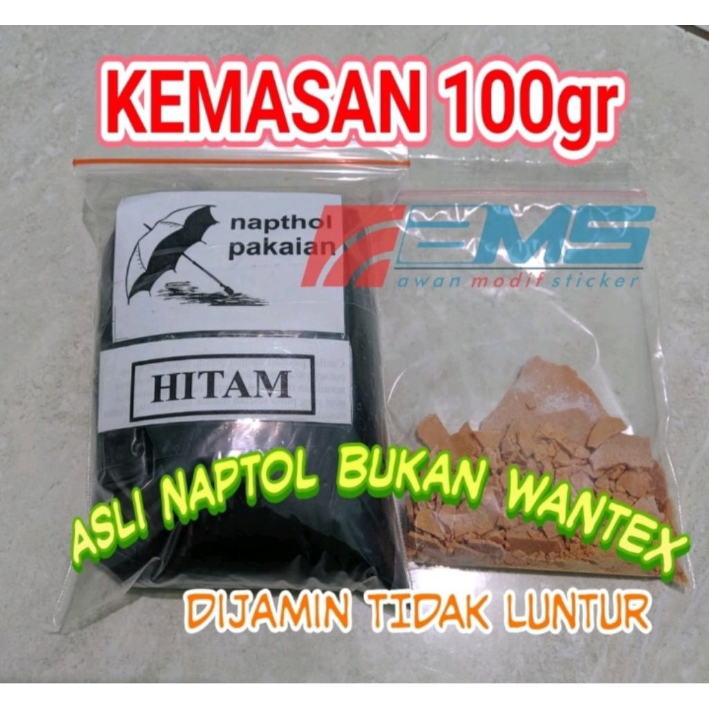 TERMURAHH Naptol Original bukan Wantex Pewarna Pakaian Jeans dan Katun Kemasan 100gr Anti Luntur