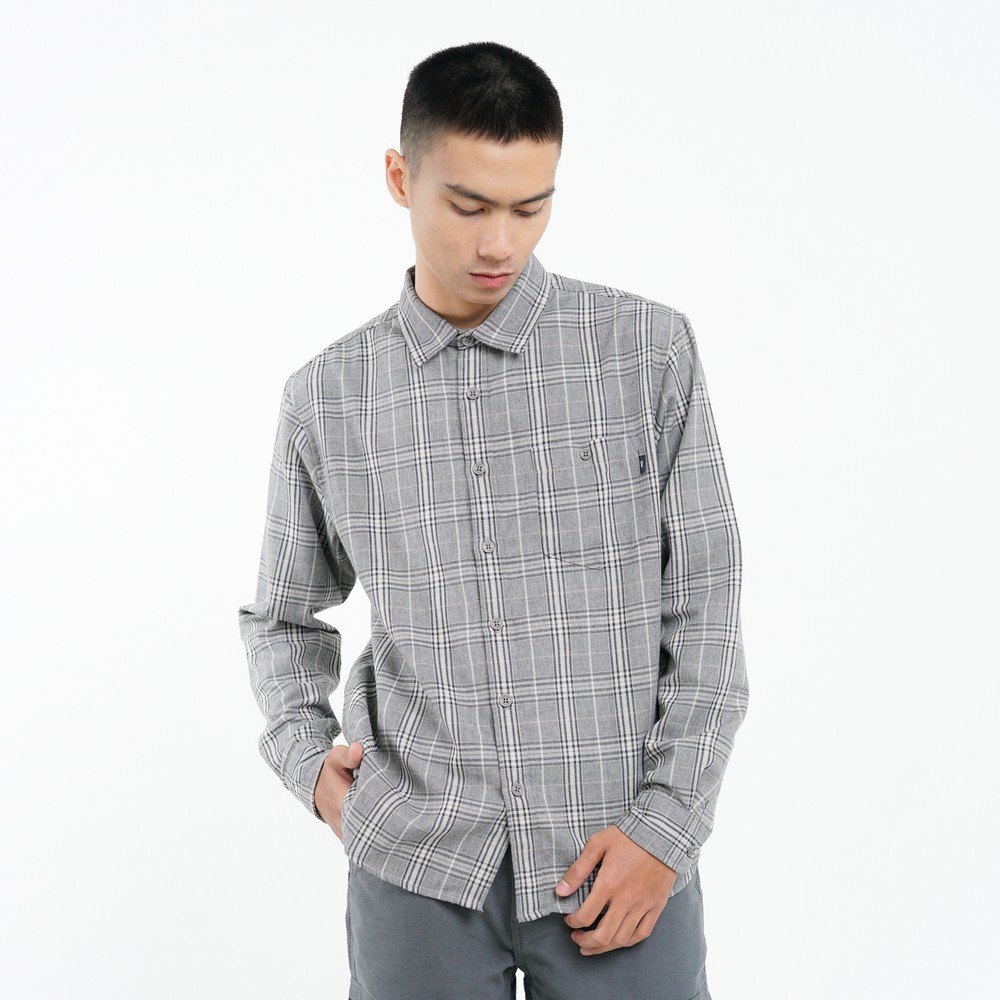 Greenlight Kemeja Kotak-Kotak Pria Lengan Panjang Regular Fit Katun Plaid Checked Shirt Paulo HP-040