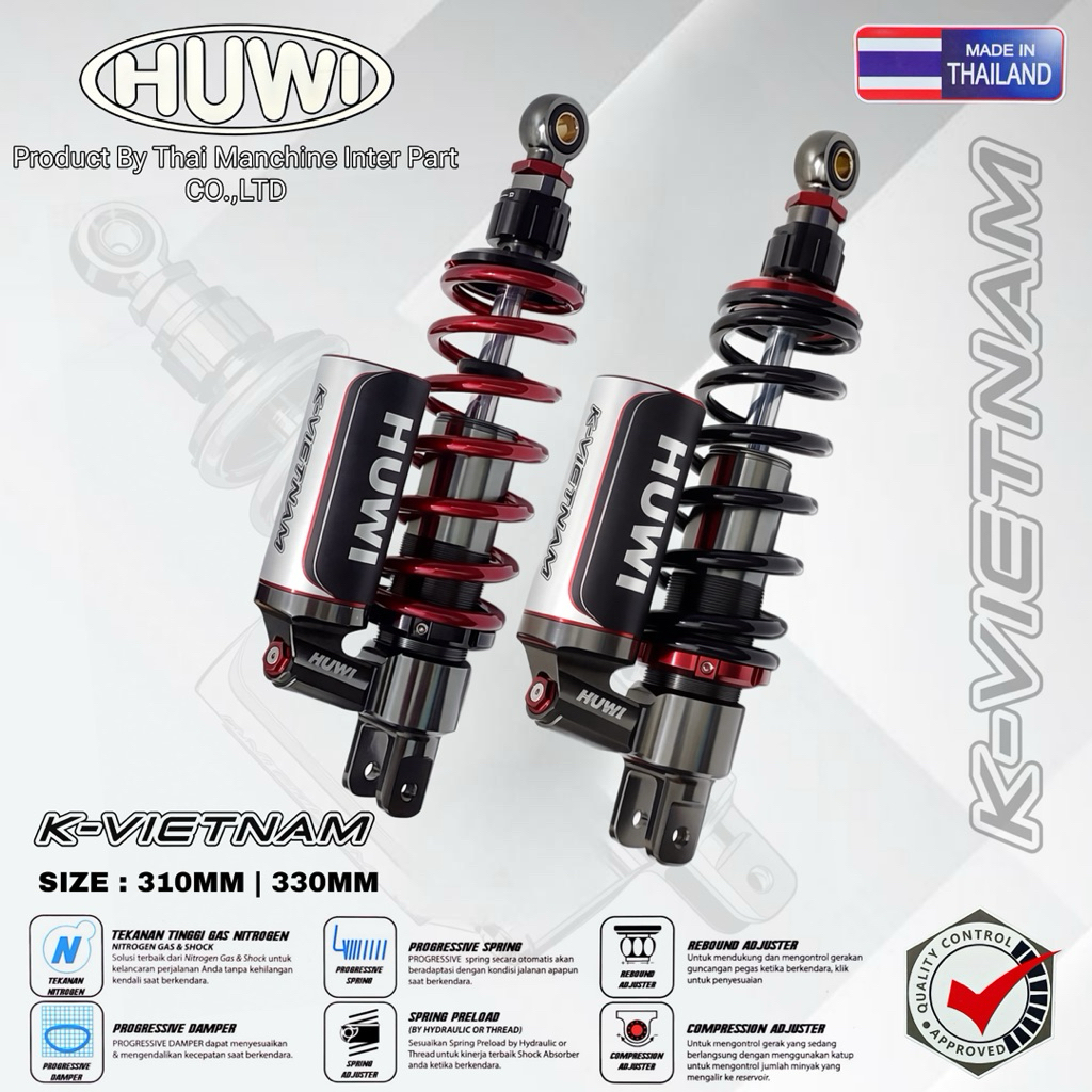 Shockbreaker Huwi Model KYB Shock Single Tabung Bawah Click Rebound Fungsi Full Cnc Billet Uk 310 & 