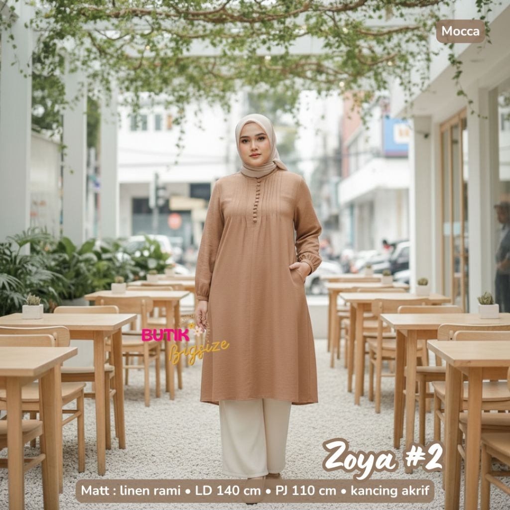 BAJU WANITA ZOYA #2 KEMEJA TUNIK JUMBO BY VIENKA