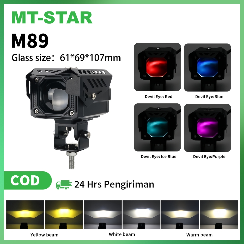 MT STAR INDONESIA M89 Lampu Tembak Biled Blue Lens Di Lengkapi Sensor Cahaya Kuning & Waterproof