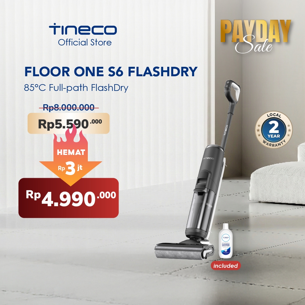 Tineco Floor One S6 FlashDry Self-Cleaning Smart Wet Dry Stick Vacuum Cleaner and Floor Washer