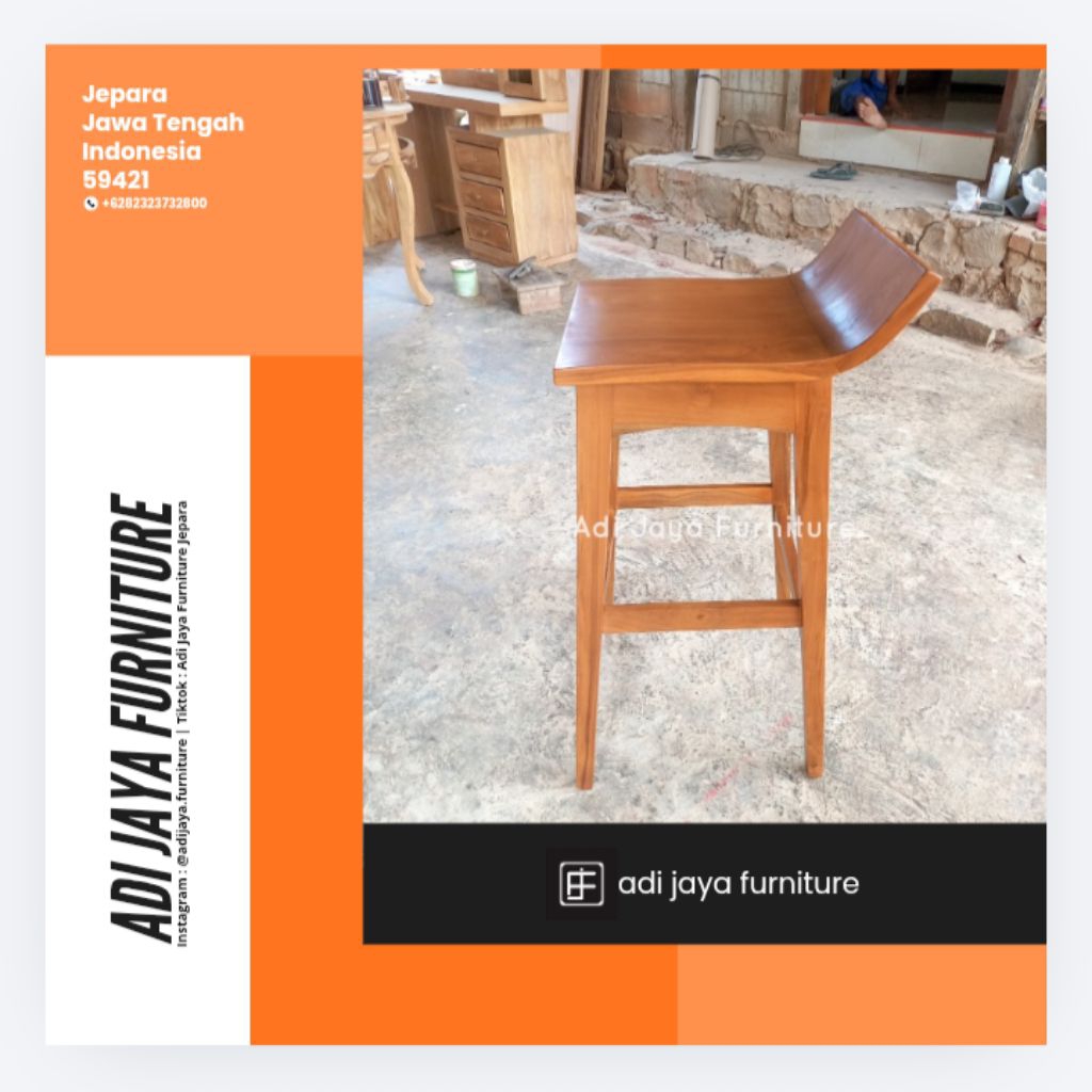 kursi bar kayu jati kursi cafe bar jati asli kursi makan tinggi