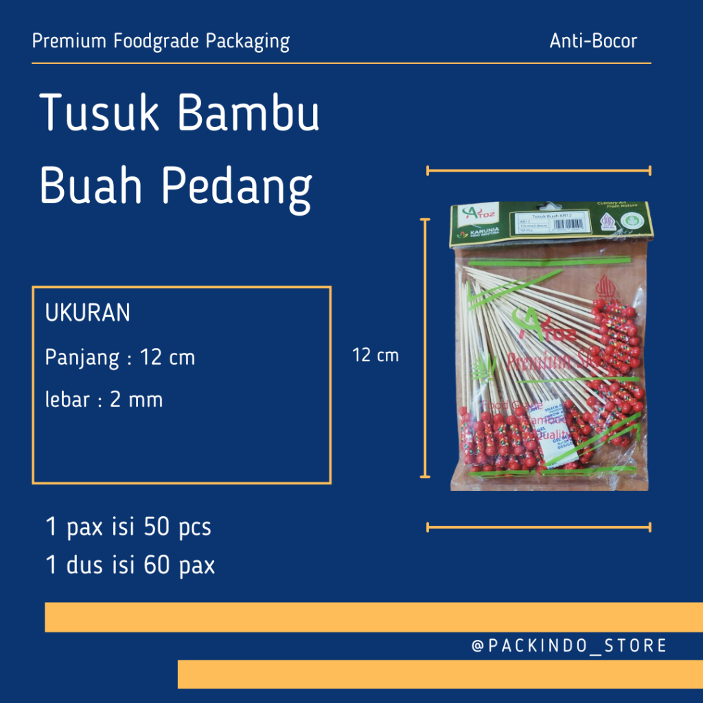 Tusukan Bambu Premium Untuk Buah Motif PEDANG isi 50 pcs