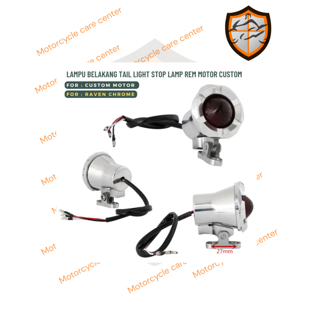 LAMPU BELAKANG TAIL LIGHT STOP LAMP REM MOTOR CUSTOM RAVEN CHROME