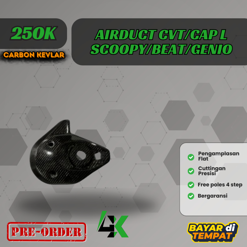 Airduct CVT/Cap L Scoopy/Beat/Genio Carbon Kevlar/Karbon Fiber