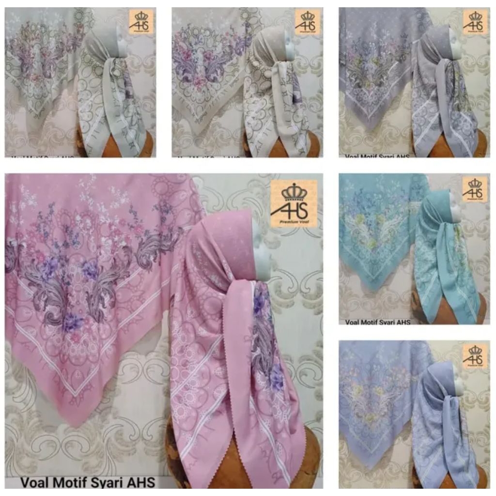 QJ Hijab segi empat syar'i Voal Motif premium AHS