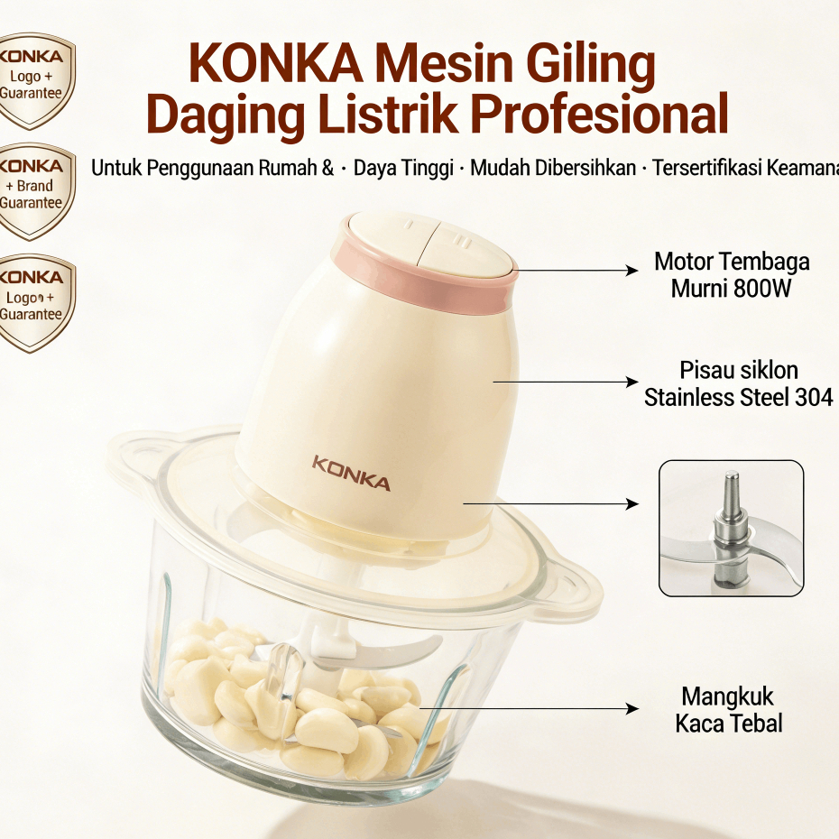 [2.2 Promo Besar]Mesin Pengolah Makanan Multifungsi 350W - Penggiling Daging 2 Liter, Blender, Pemot