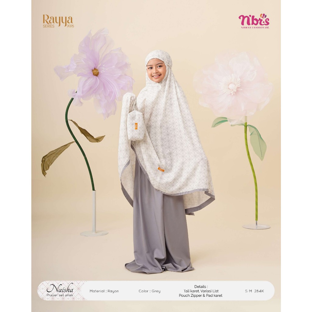 NBRS MUKENA ANAK BAHAN RAYON MOTIF NAISHA PRAYER SET ANAK